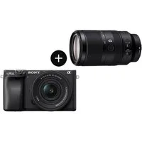 Sony Set: SEL70350G Objektiv + Alpha 6400AKB APS-C Systemkamera (SEL-P16502, SEL-70350G, 24,2 MP, Bluetooth, NFC, WLAN, 25 MP, 4K Video, 180° Klapp-Display, 0.02 Sek. Echtzeit-Autofokus)