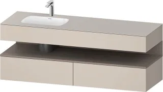 Duravit Qatego Einbauwaschtisch mit Konsolenwaschtischunterbau Taupe Matt 1600x500x600 mm - QA479504 QA4795043910000