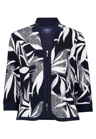 Vera Mont - Blazer-Jacke Dunkelblau/Weiß - Gr. - 42
