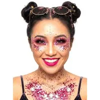 Smiffys Theaterschminke Moon Glitter Bio Chunky Glitzer pink, Biologisch abbaubare Glitzerflocken für einen glänzenden Look zu Fas