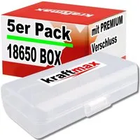 kraftmax Batteriebox 5er Pack 18650 Akkubox für 18650 Akkus und CR123A Batteriebox (1 St)