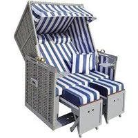 BRAST Strandkorb für 2 Personen, 120cm breit, 4 Designs, BxTxH: 120x79x150 cm, Volllieger, Norderney Deluxe, (verstellbare Rückenlehne weiches Fußkissen)