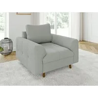 S-Style Möbel Sessel Zara mit Braun Holzfüßen im skandinavischen Stil aus Cord-Stoff, mit Wellenfederung