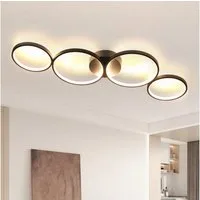 Nettlife LED Deckenleuchte 4 Flammig Wohnzimmer Deckenlampe Modern Warmweiß Ringoptik Schwarz, LED fest integriert, warmweiß, Wohnzimmmer,Schlafzimmer, Flur, Büro, Arbeitszimmer