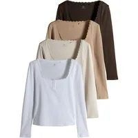 The Set Langarmshirt The Set Henley-Langarmshirts mit Spitze, 4er-Pack (4-tlg)