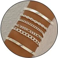 GOLDKLEIN Schmuckset 6 Stück Silber Edelstahl Armbänder Schmuck (6-tlg), Angebot - inkl. Schmuckbox
