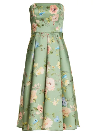 SWING - Cocktailkleid aus Twill mit Korsage Oberteil pistachio green/multi - Gr. - 38