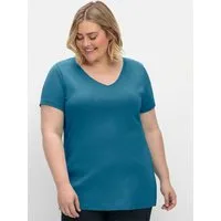 Sheego T-Shirt T-Shirt Kurzarm mit V-Ausschnitt