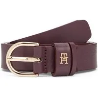 Tommy Hilfiger Ledergürtel ESSENTIAL EFFORTLESS 2.5 cm breit GOLD Logoemblem, weiche Haptik, ovale Einfachdornschließe