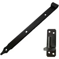 BooGardi Ladenband Scharnierband (1 St., schwarz 400x35x4mm mit Kloben), Tor Tür Fenster Scharnier Türband Torband Beschlag