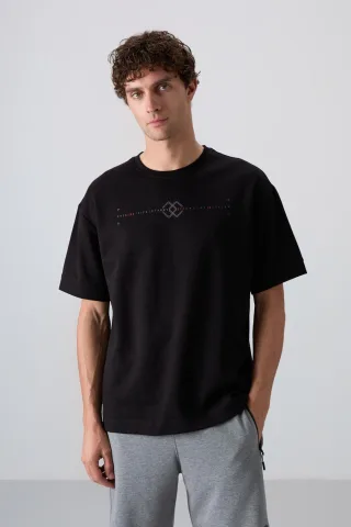 Übergröße Bedrucktes Rundhals-T-Shirt