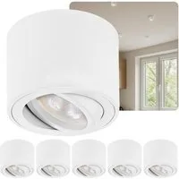 Sweet LED LED Aufbaustrahler 6er Set flache LED Aufbauspots - rund & schwenkbar, 5 W, 230V, LED wechselbar, Warmweiß, LED Deckenlampe, Deckenspot, Deckenstrahler