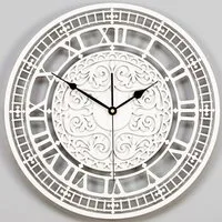 ORNAMENTI Wanduhr Große Wanduhr, holz, vintage, weiss und schwarz, ohne ticken, lautlos