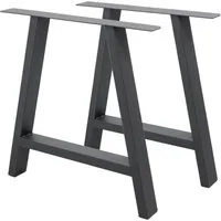 ECD Germany Tischbein 2x Tischgestell Tischkufen A-Design aus pulverbeschichtetem Stahl, Metall Möbelfüße 70x72 cm Tischuntergestell für Esstisch Schreibtisch