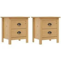 vidaXL Nachttisch Nachttische Hill 2 Stk. 46x35x49,5 cm Massivholz Kiefer (2-St)