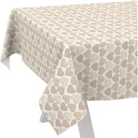 ANRO Tischdecke Wachstuchtischdecke abwaschbar Herz Tischwäsche Gartentischdecke (Einzelstück 1-tlg), wasserabweisend pflegeleicht Shabby Chic Beige 100x140cm