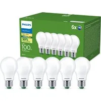 Philips LED-Leuchtmittel Ultraeffiziente E27, 6er-Pack, 100W, Warmweiß, E27, 6 St., Warmweiß, EyeComfort, Lange Lebensdauer, Klassisches Design, Matt
