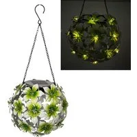 Online-Fuchs LED Gartenleuchte Hibiskusblüten zum Aufhängen mit LED-Lichterkette und Solarpanel, 30 LEDs, Warmweiß, stimmungsvolle Beleuchtung für den Außenbereich