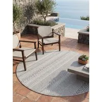 KADIMA DESIGN Teppich VENTOUX Wetterfest UV-Beständig Balkon Waschbar Strapazierfähig, Rund, Höhe: 5 mm, Grau, 80x80 cm, Outdoor Balkonteppich Terrasse Pflegeleicht Robust