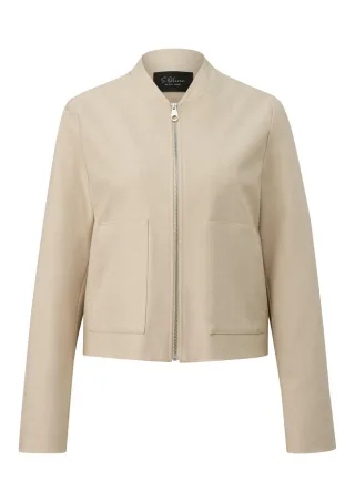 s.Oliver BLACK LABEL - Melierte Jacke im Boxy Fit beige - Gr. - 46