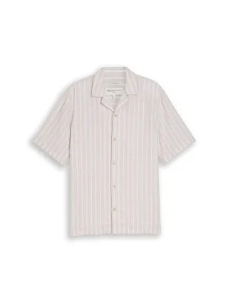 Denim Tom Tailor - Relaxed Fit Resort mit Leinenanteil muted grey stripe - Gr. - XL