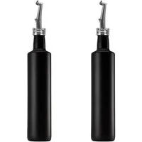 mikken Ölspender Ölflasche 500 ml matt schwarz mit Edelstahl Ausgießer, (2er Set, Ölflasche), inkl. Beschriftungsetiketten, 0,5 L, tropffreies Dosieren