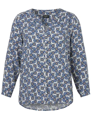 VIA APPIA DUE - Bluse V-Ausschnitt 1/1 Arm Druck bleu multicolor - Gr. - 46