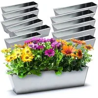 BigDean Blumenkasten 12x Pflanzkasten f. Europalette Metall verzinkt 38x12,5x9cm Blumentopf (12 St)
