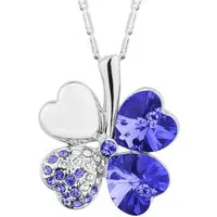 Taffstyle Kette mit Anhänger Glückskette Halskette Kristall Kleeblatt Zirkonia Weißgold vergoldet (Edler Glücksanhänger mit funkelnden Kristall Steinen in einer Geschenkverpackung), Geschenkidee für Frauen