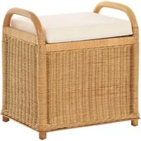 Krines Home Sitzbank Rattan Bank Sitzbank Sitzhocker mit Stauraum Rattanhocker mit Deckel, gepolsterter Deckel