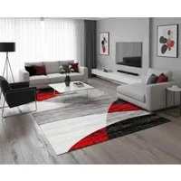 Vimoda Läufer Wohnzimmer Teppich Kurzflor, geometrisches Look, Rechteckig, Höhe: 5 mm, Läufer Moderner Meliert Muster für Küche und Schlafzimmer