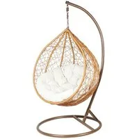 Lookway Gartensessel VIRELLA XL Stilvoller Hängestuhl mit Gestell und Kissen (1x Hängesessel-Korb mit Kissen), 200x105 cm