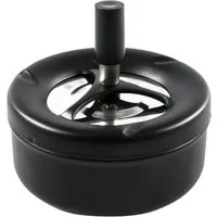 HIT Trading Aschenbecher ASCHENBECHER Ø11cm aus Edelstahl Schwarz matt Drehaschenbecher 1, Druckaschenbecher Windaschenbecher Ascher