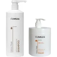 Femmas Premium Haarshampoo FemMas Argan & Keratin Shampoo & Haarkur je 1L mit Pumpe, Spar-Set, Shampoo und Haarkur, Mit Keratin und Arganöl