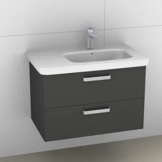 Artiqua 411 Waschtischunterschrank für DuraStyle 232680 Becken rechts Anthrazit Glanz, 411-WU2L-D43- 411-WU2L-D43-7065-51