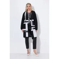 Ulla Popken Strickjacke Long-Strickjacke Jacquardstrick V-Ausschnitt