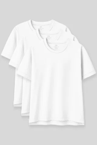 Übergrößtes Baumwoll-Modal Rundhals-T-Shirt
