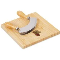 relaxdays Wiegemesser Zweischneidiges Wiegemesser mit Brett