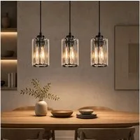 Nettlife Pendelleuchte Kristall Esstisch Schwarz Modern 1/3/4 Flammig E27 Hängeleuchte, LED wechselbar, Esszimmerlampe für Wohnzimmer Schlafzimmer Küche
