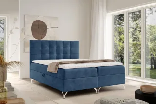 Boxspringbett Schlafzimmerbett CANDELA 160x220cm Stoff Coral Blau