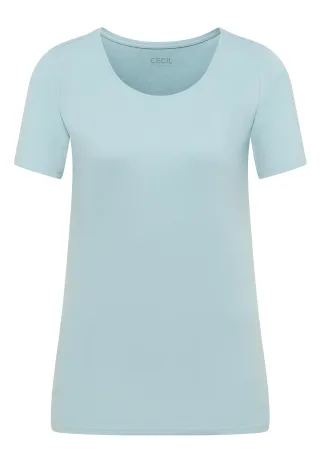 CECIL - Basic T-Shirt mit Rundhals in Unifarbe crystal mint - Gr. - M