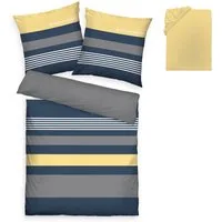 TOM TAILOR HOME Bettwäsche Carl in Gr. 135x200 oder 155x220 cm, Renforcé, 3 teilig, mit GRATIS-Zugabe: Spannbettlaken, 100% Baumwolle, mit Reißverschluss