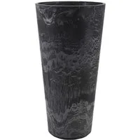 Artstone Blumenkasten Pflanztopf CLAIRE Übertopf Pflanzgefäß Drainagesystem H 26 cm Schwarz
