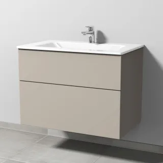 Sanipa 3way Glas-Set Glas-Waschtisch und Unterbau mit 2 Auszügen, Kaschmir-Matt SP2021U