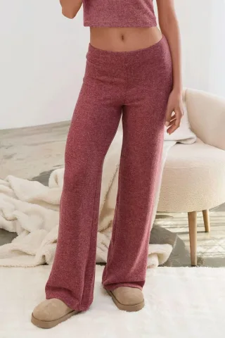 Elastische Taille weiche strukturierte Strickhose