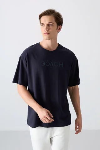 Übergroßes Logo-Patch Rundhalsausschnitt T-Shirt