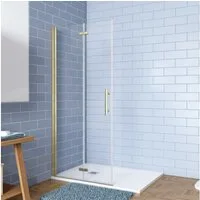 AICA Walk-in-Dusche H:195cm Gold Duschwand Duschabtrennung Falttür Scharniertür Duschtür