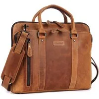 Benthill Aktentasche Echt Leder Laptoptasche Notebooktasche Umhängetasche Laptoptasche, Schultergurt / Umhängegurt Reißverschlussfach