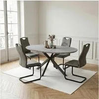 Jiexi Essgruppe Essgruppe ausziehbar rund bis oval MDF Tisch mit Freischwinger