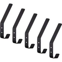 SO-TECH® Kleiderhaken doppelter Wandhaken, Edelstahl, 142 x 20 x 45 mm, (5-St), großer Jackenhaken mit abgerundeten Kanten schwarz